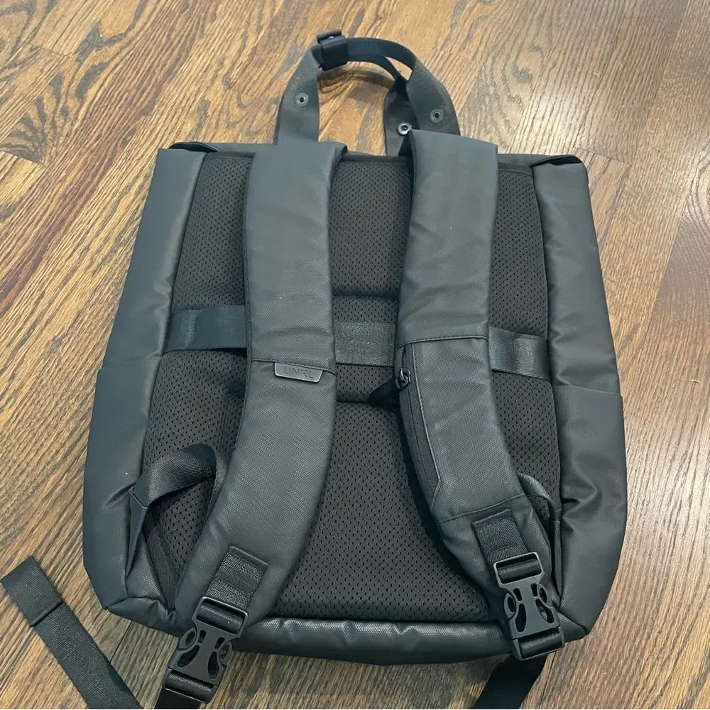 UNRL Black Vinyl Zip Up Waterproof Backpack Tote